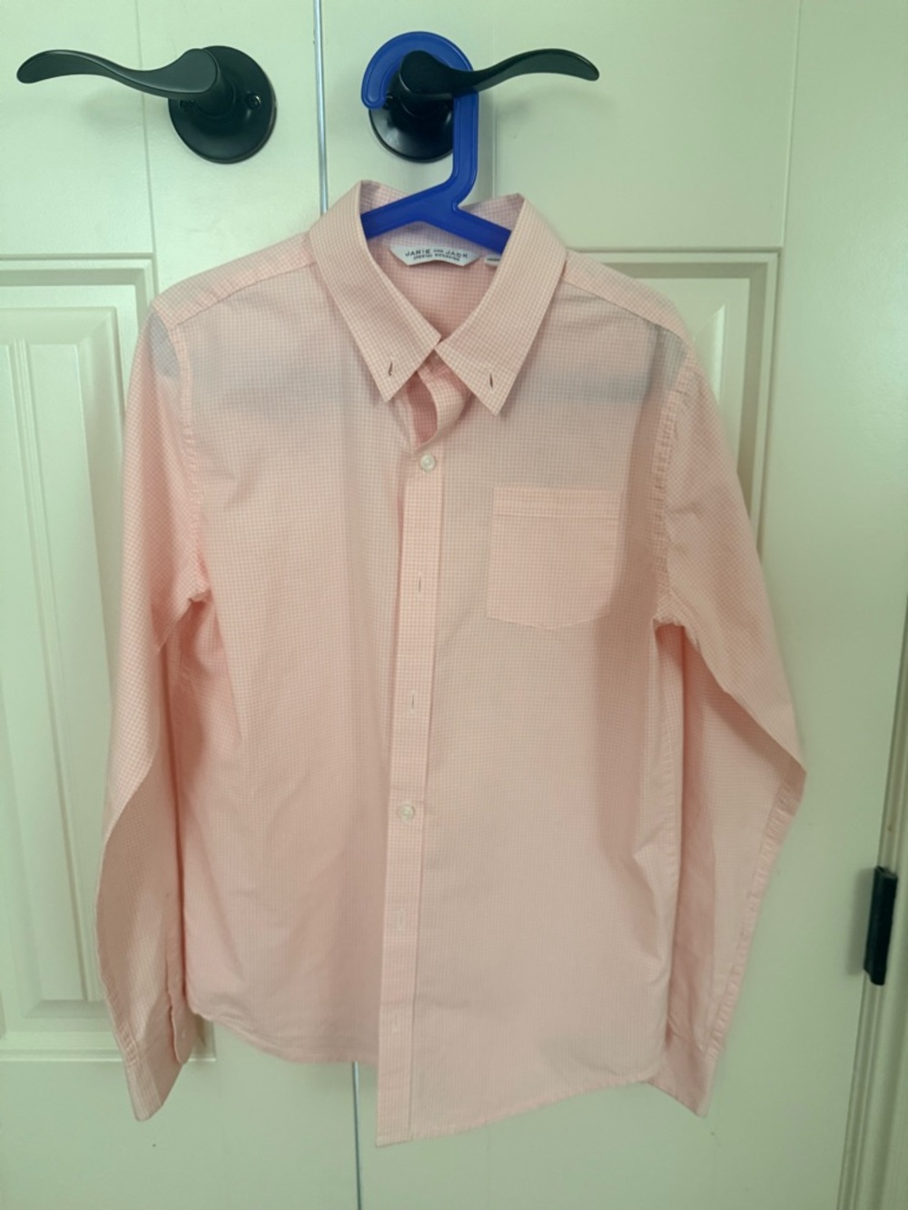 Janie and Jack Light Pink plaid Button-Down Dress Shirt for boys size 12